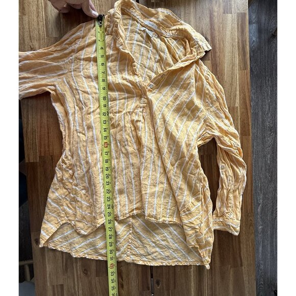 C&C California Linen Tunic Shirt Womens 1X Striped Beach Resort Boho Lagenlook - Picture 13 of 14